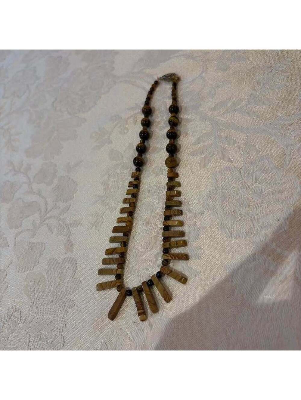 Vintage Tiger's Eye and Jasper Beaded Fringe Necklace